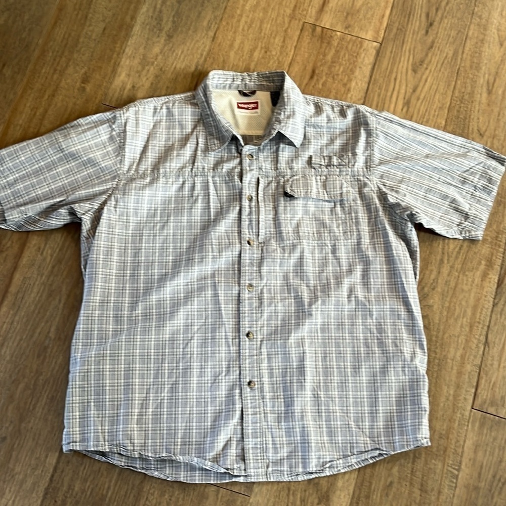 WRANGLER | 100% cotton plaid short sleeve button down, size XL